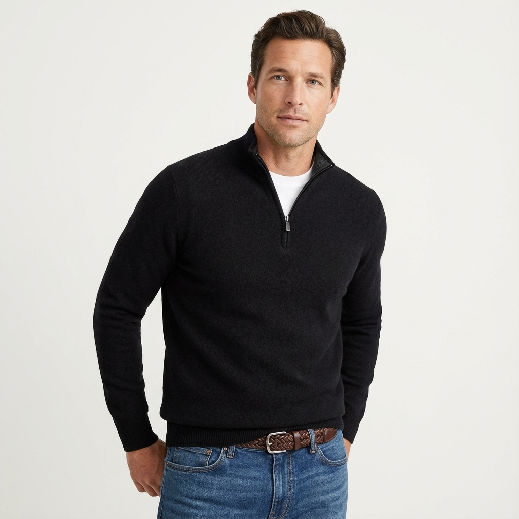 Klassieke heren trui met korte ritssluiting – Veelzijdige smart-casual pullover