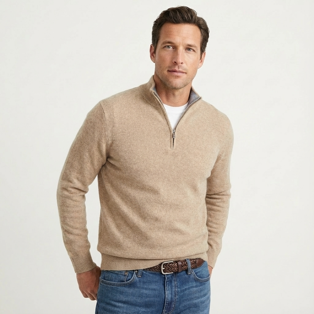 Klassieke heren trui met korte ritssluiting – Veelzijdige smart-casual pullover