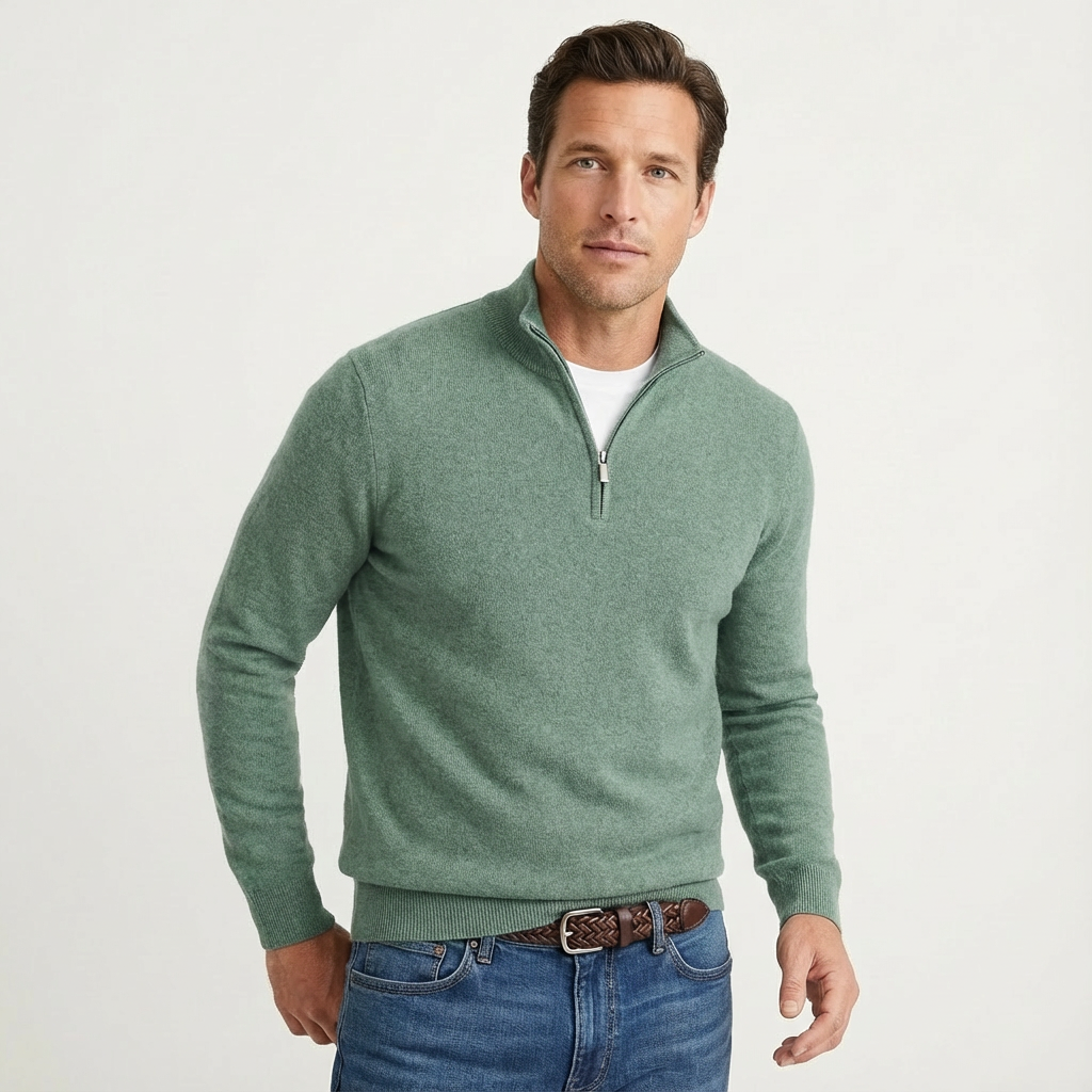 Klassieke heren trui met korte ritssluiting – Veelzijdige smart-casual pullover