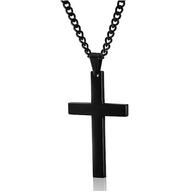 Klassieke herenketting met kruishanger van roestvrij staal