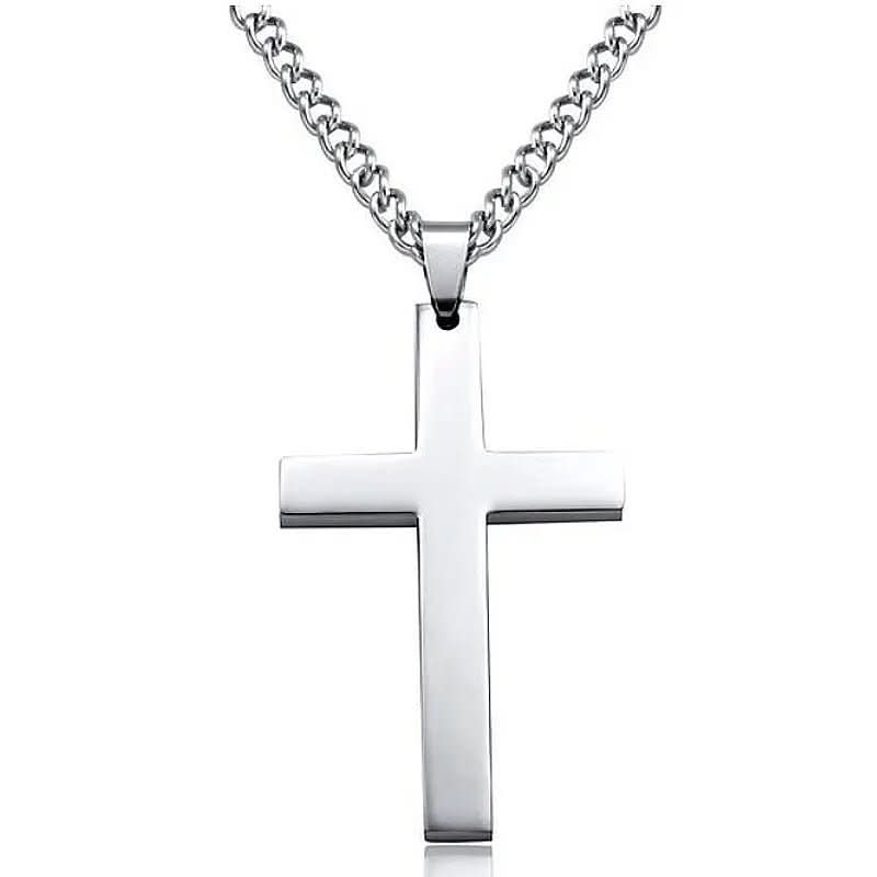 Klassieke herenketting met kruishanger van roestvrij staal