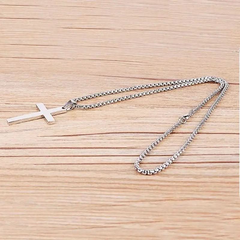 Klassieke herenketting met kruishanger van roestvrij staal