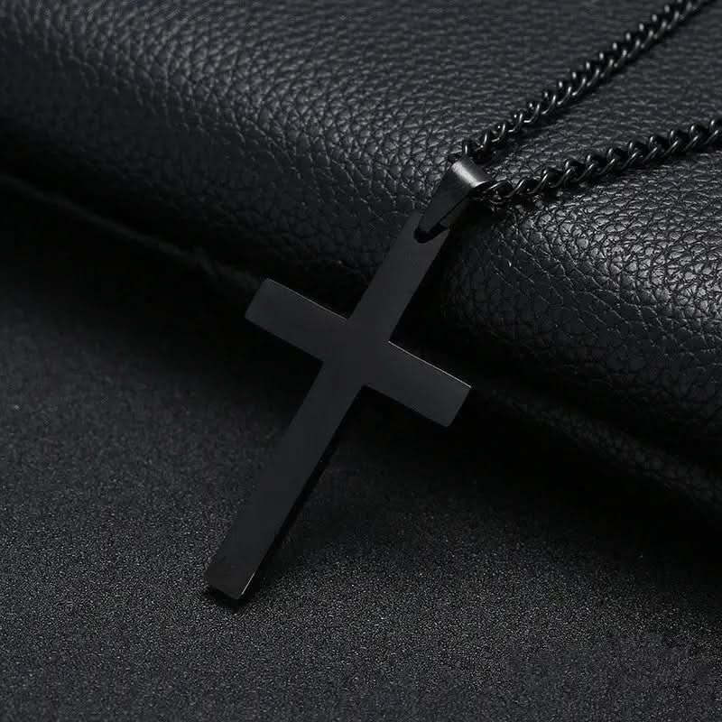 Klassieke herenketting met kruishanger van roestvrij staal