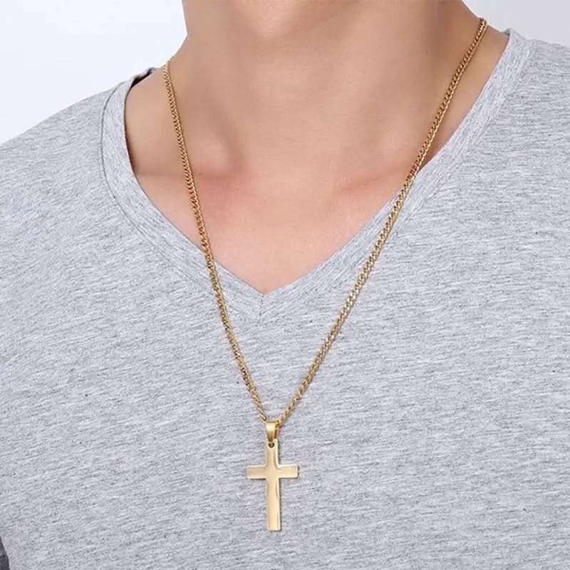 Klassieke herenketting met kruishanger van roestvrij staal