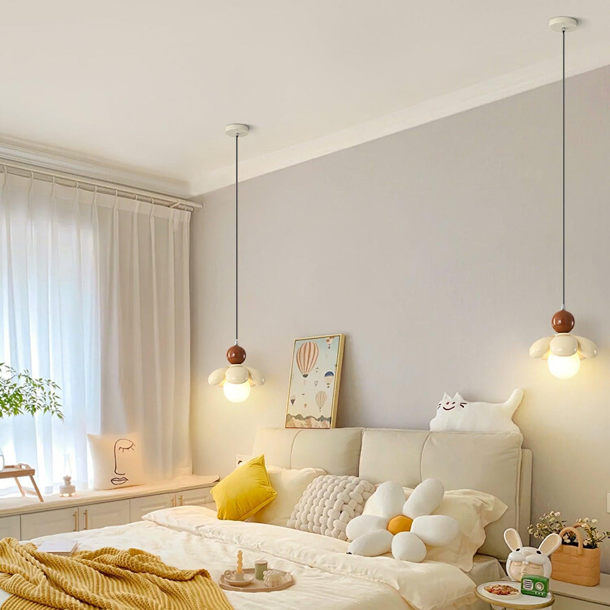 Kleurrijke Hanglamp in de Vorm van een Bloem – Stijlvolle Verlichting van Hars voor Woon- en Slaapkamer – Verkrijgbaar in Diverse Kleuren