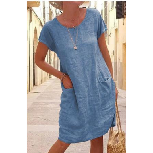 Knielange casual jurk voor dames met zakken