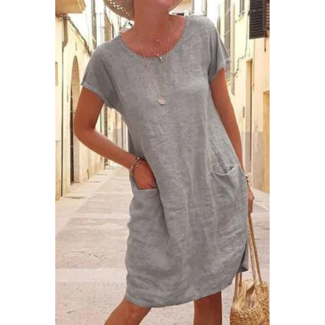Knielange casual jurk voor dames met zakken