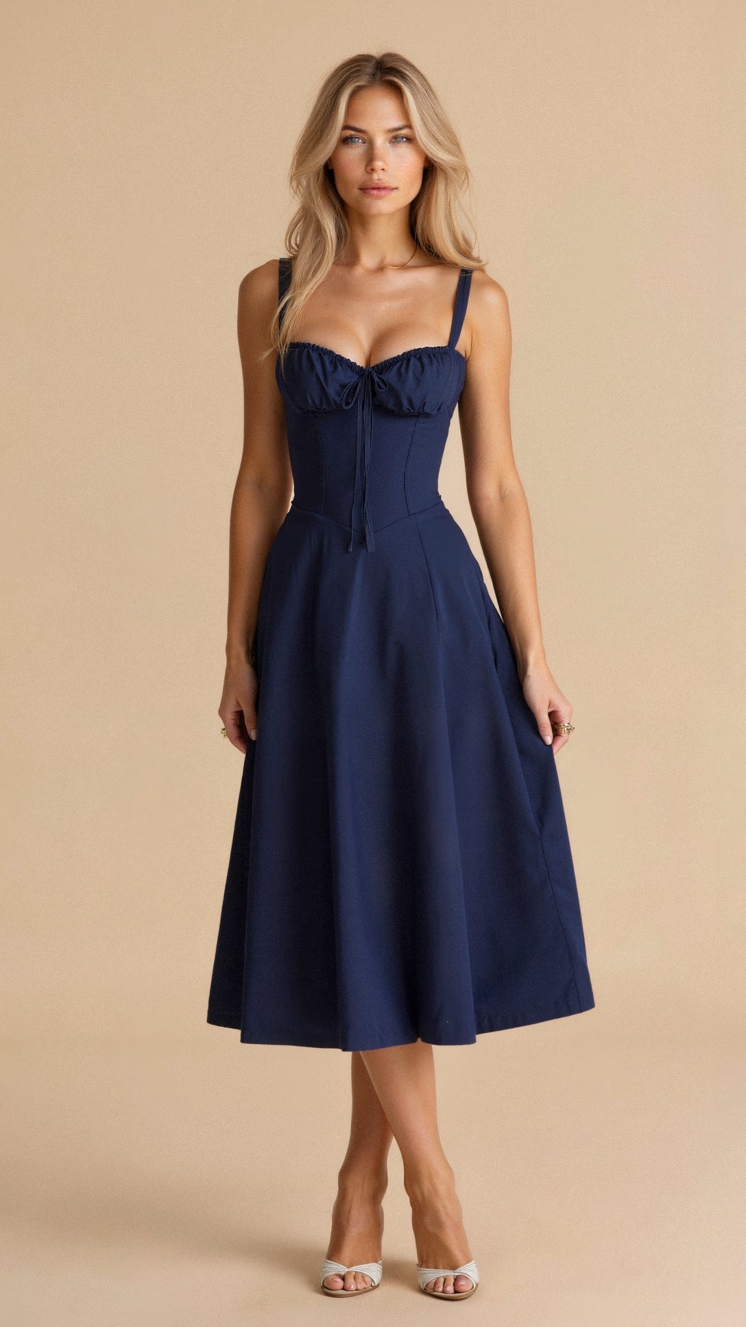 Korset midi-jurk - Elegante, figuurflatterende stijl