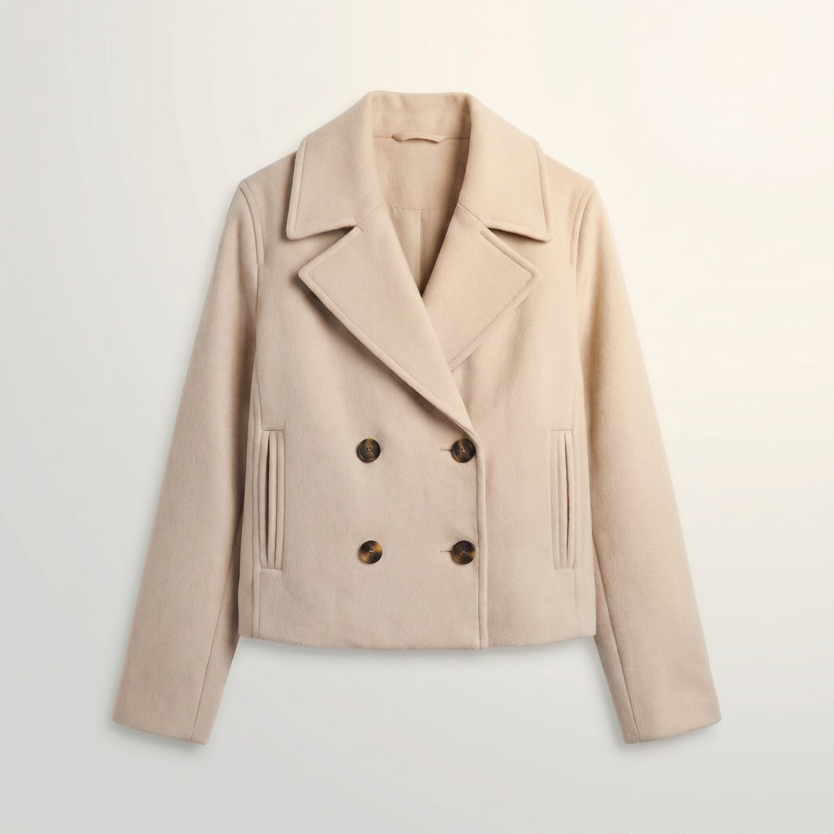 Kort Double-Breasted Damesjack | Glad Polyester | Lente & Najaarsjas