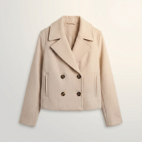 Kort Double-Breasted Damesjack | Glad Polyester | Lente & Najaarsjas