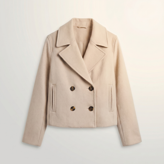 Kort Double-Breasted Damesjack | Glad Polyester | Lente & Najaarsjas
