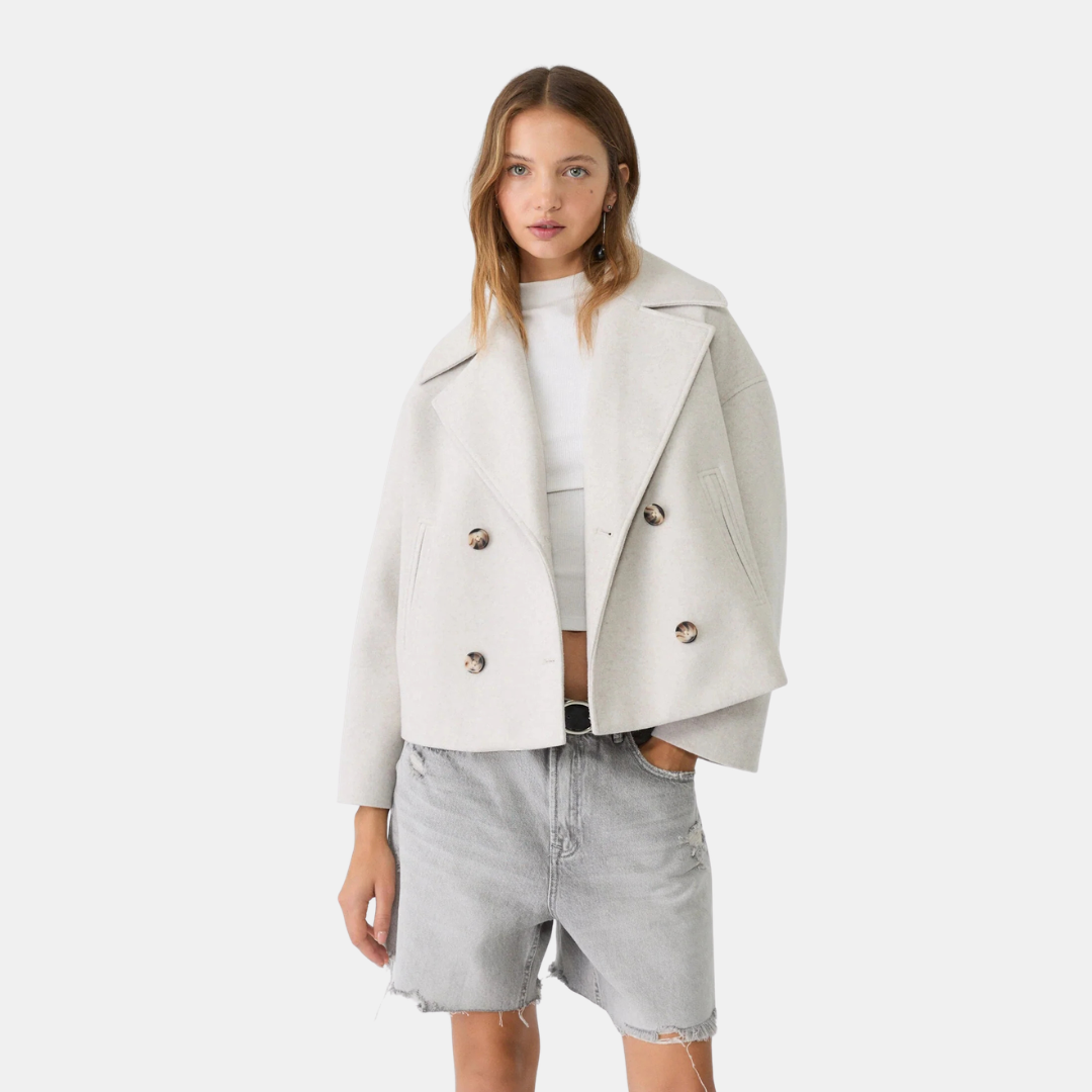 Kort dubbelborstig damesjack voor de herfst & winter