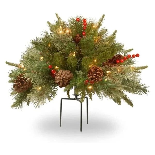 Kunstkerststuk voor bloempot met ledverlichting