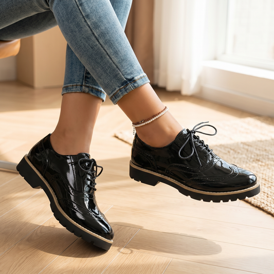 Lakschoenen Brogue voor Dames | Oxford Stijl | Comfortabele Pasvorm voor de Hele Dag