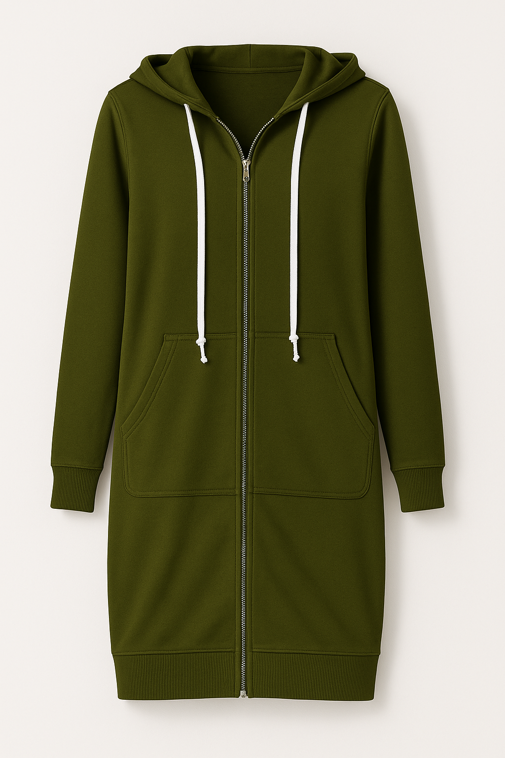 Lang sweatvest met capuchon en ritssluiting voor dames