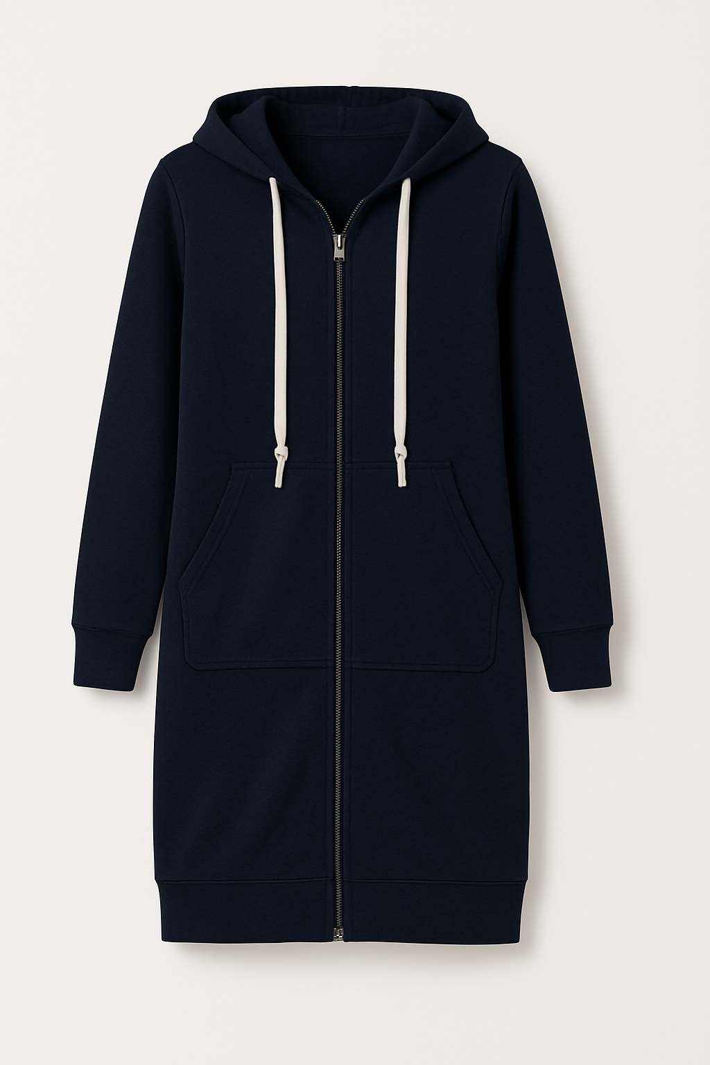 Lang sweatvest met capuchon en ritssluiting voor dames