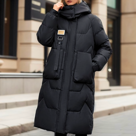 Lange oversized gewatteerde damesmantel