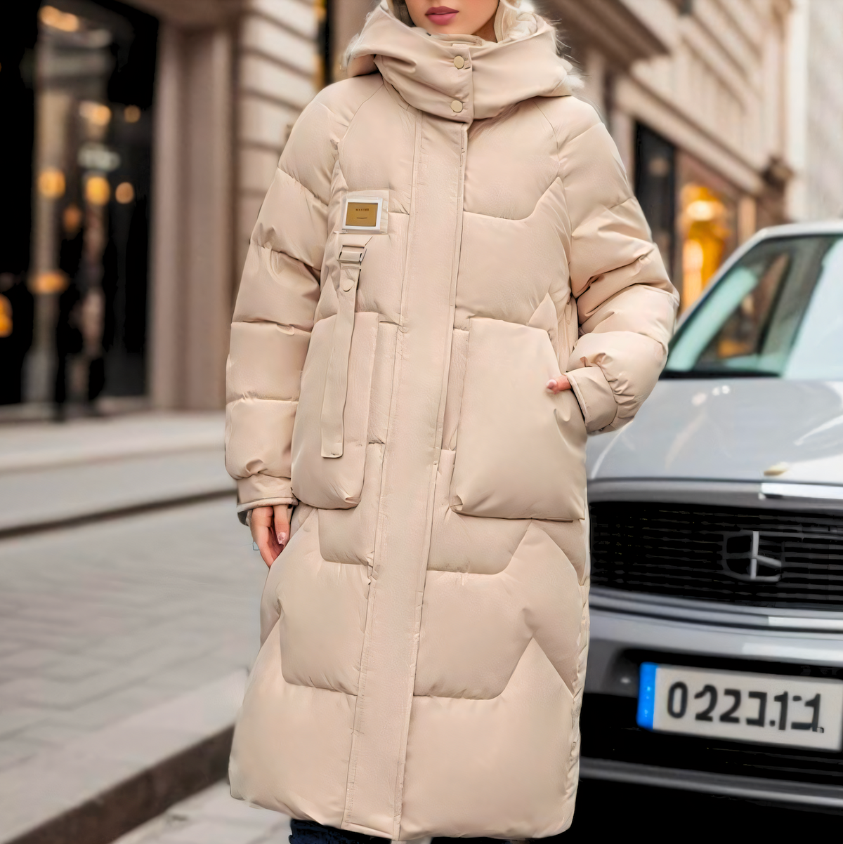 Lange oversized gewatteerde damesmantel