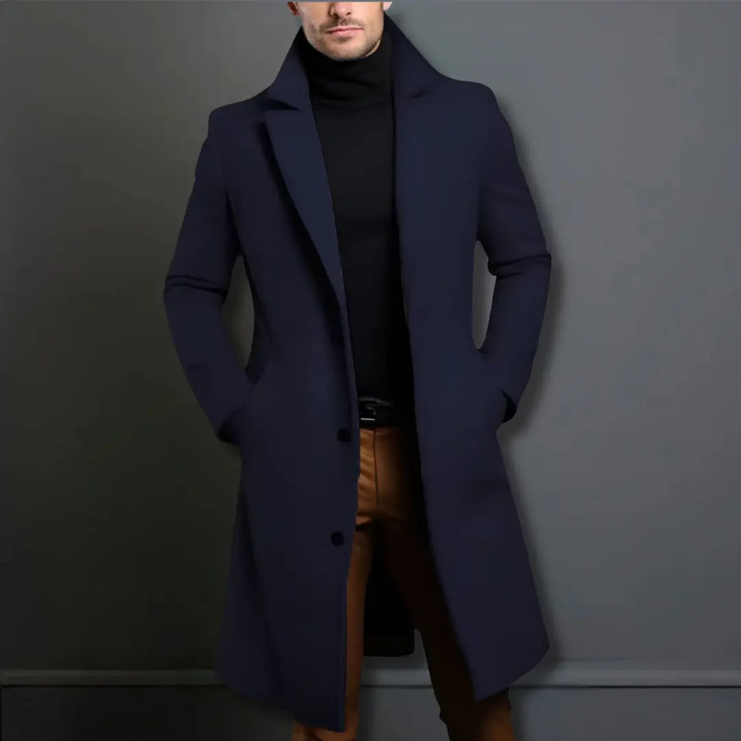 Lange slim-fit mantel voor heren