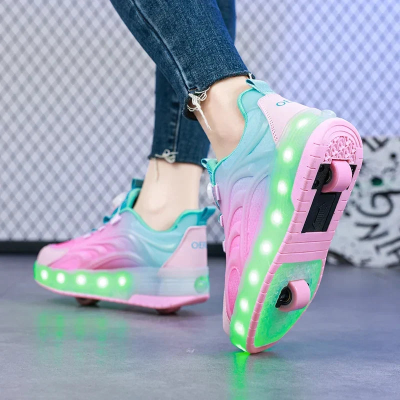 LED-rolschoenen voor kinderen – Lichtgevende sneakers voor jongens en meisjes met via USB oplaadbare wieltjes