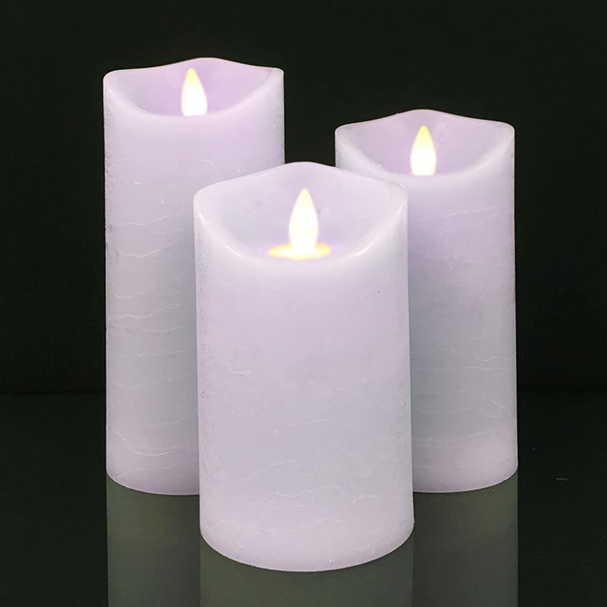 LED-stompkaarsen - Rustiek - 3-delig - 10/12,5/15 cm - met 3D-vlam - meerdere kleuren