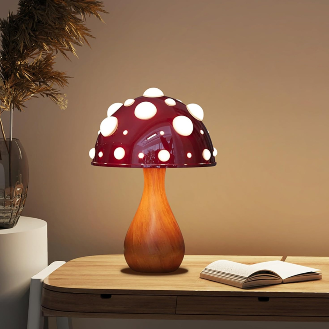 Led-tafellamp in paddenstoeldesign met warmwit licht