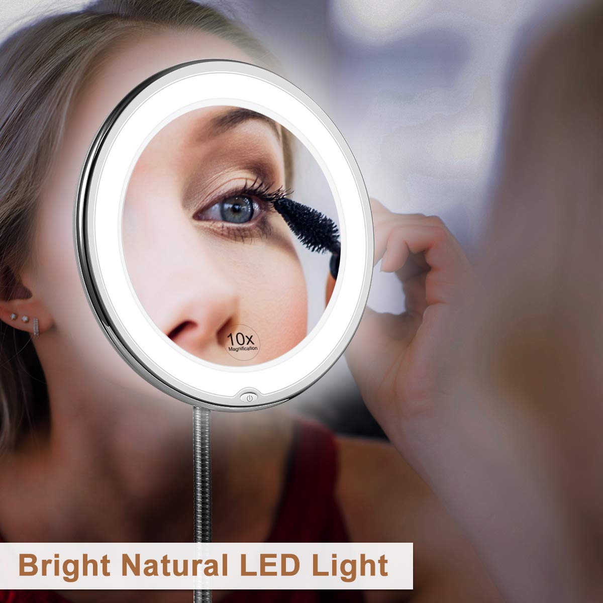 LED-vergrootspiegel met flexibele zwanenhals | 10x vergroting | Daglicht LED | Cosmeticaspiegel