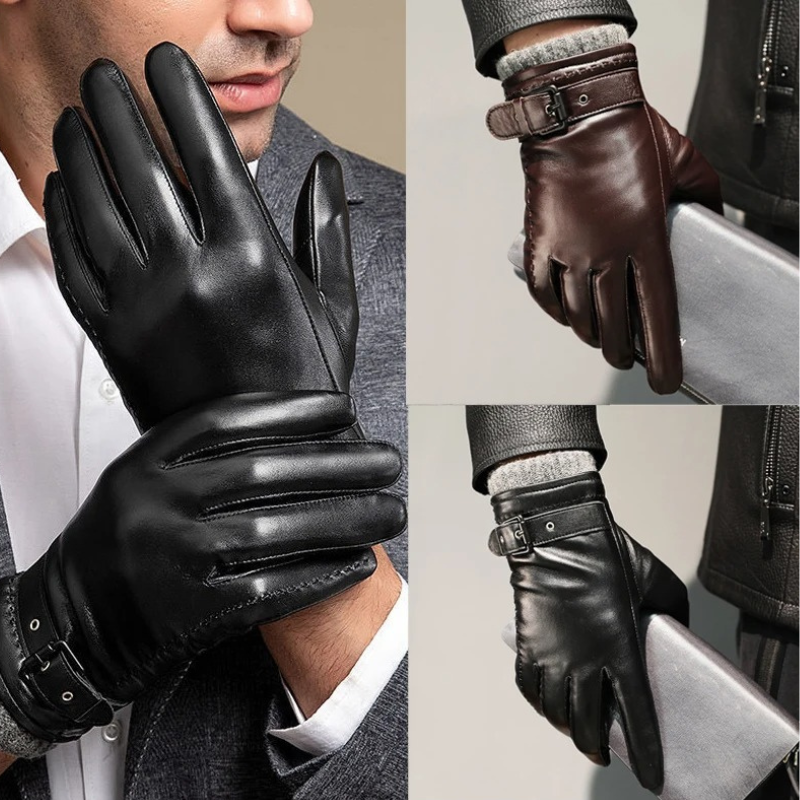 Leren herenhandschoenen met kasjmier voering