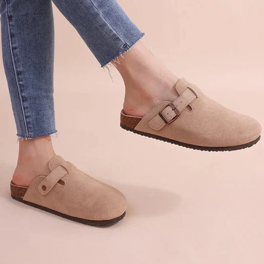 Leren kurken slippers voor dames