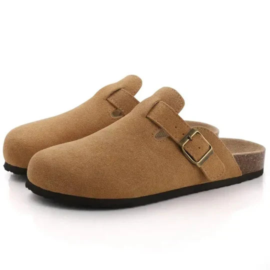 Leren kurken slippers voor dames