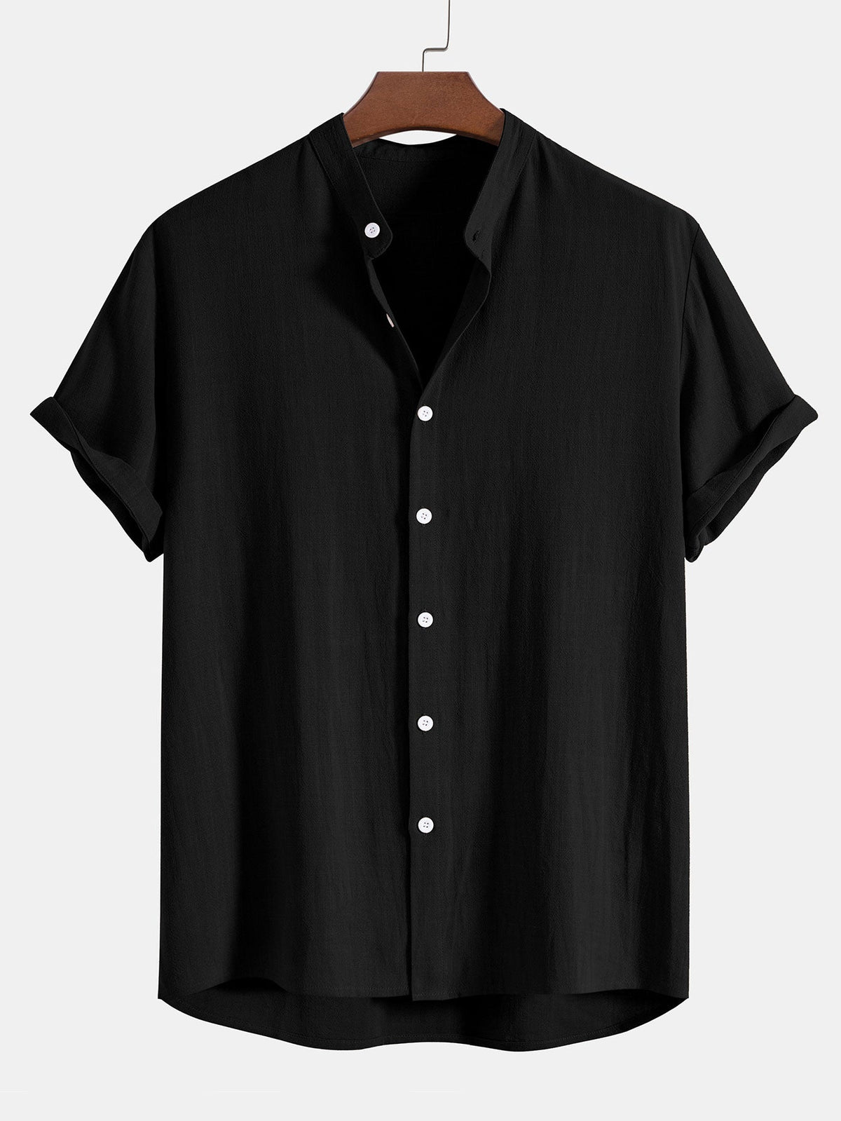 Lichte zomerset voor heren met overhemd met korte mouwen en opstaande kraag en broek