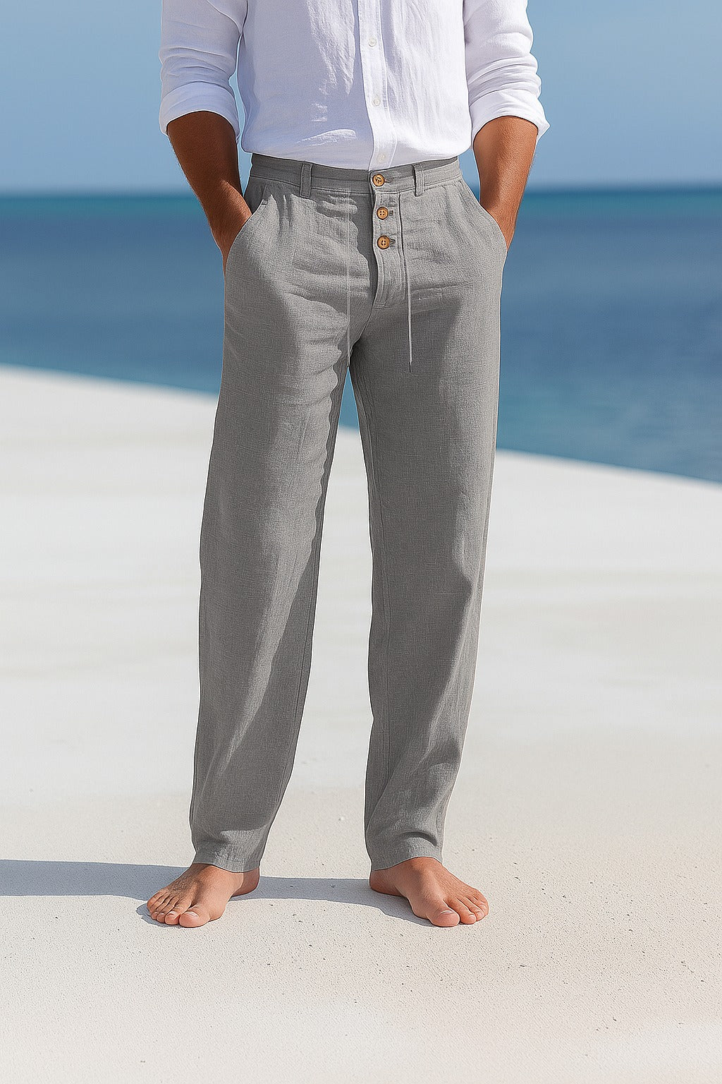 Linnen herenbroek met rechte pijpen voor ademend zomercomfort