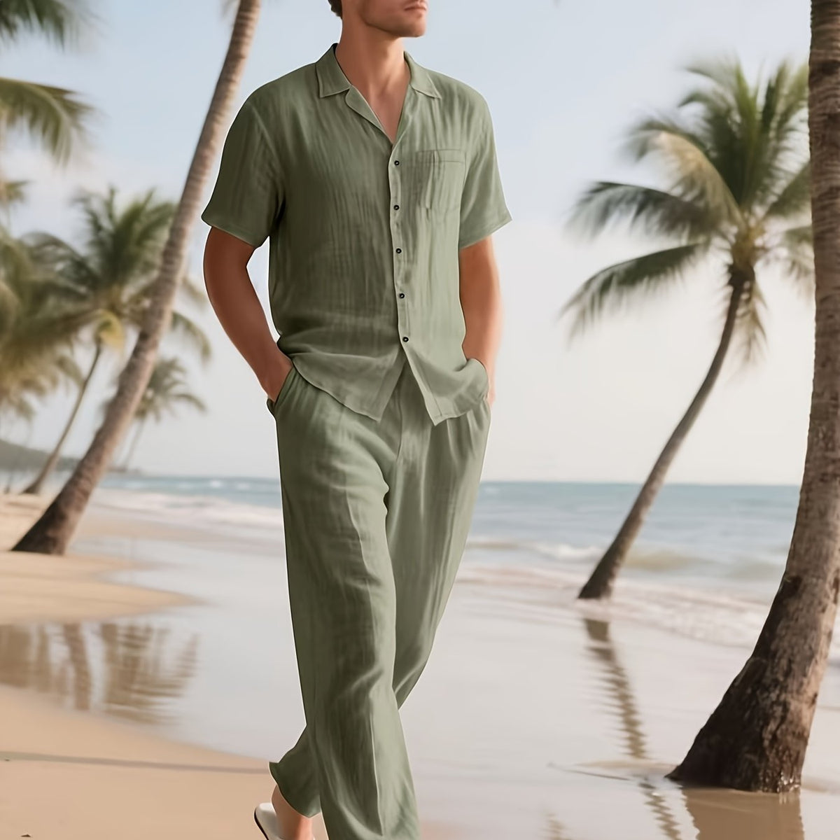 Linnen herenset – Casual, comfortabel en luchtig met lange broek en korte mouwen