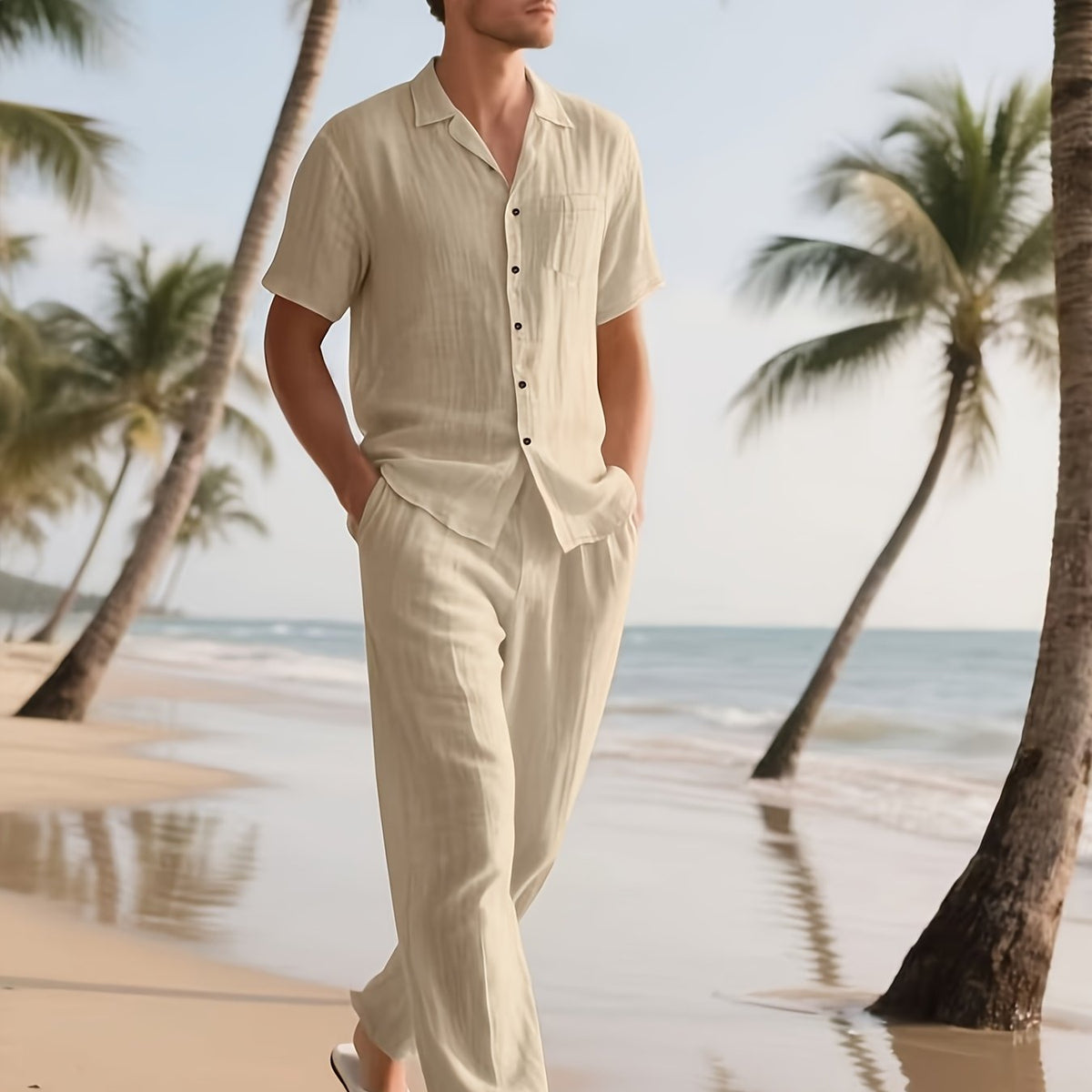 Linnen herenset – Casual, comfortabel en luchtig met lange broek en korte mouwen
