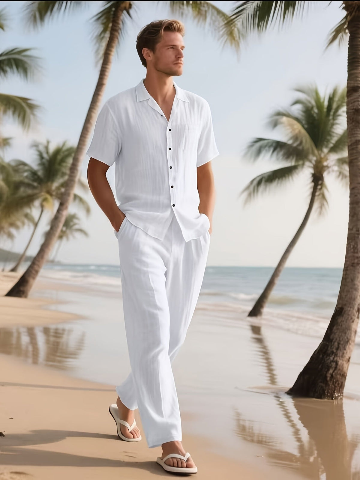 Linnen herenset – Casual, comfortabel en luchtig met lange broek en korte mouwen