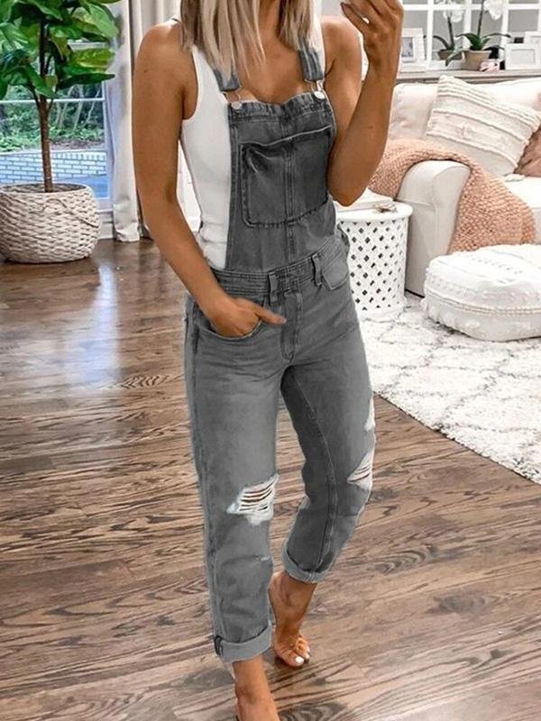 Loose fit spijkertuinbroek voor dames met scheuren