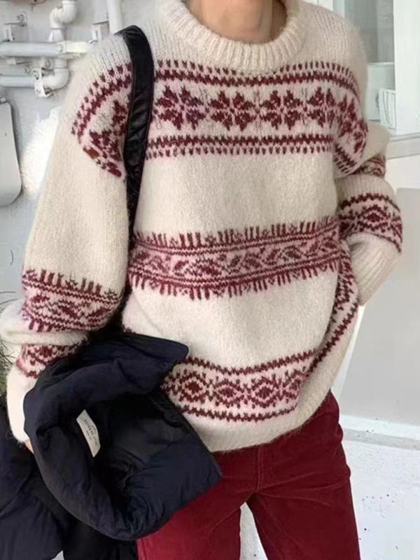 Losvallende damestrui met Fair Isle-motief