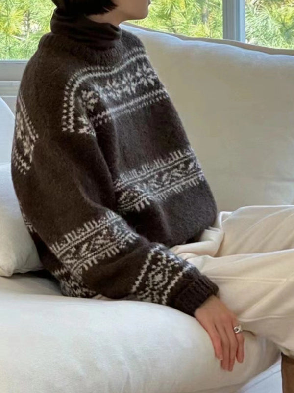 Losvallende damestrui met Fair Isle-motief