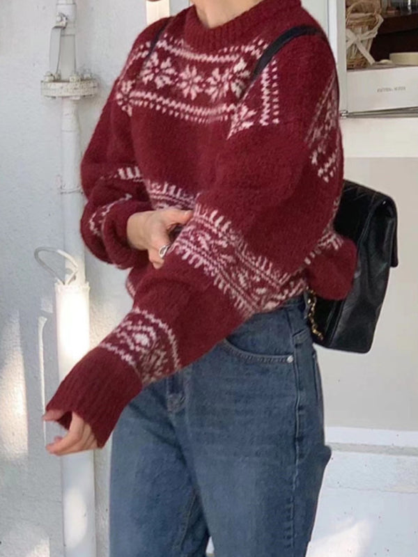 Losvallende damestrui met Fair Isle-motief