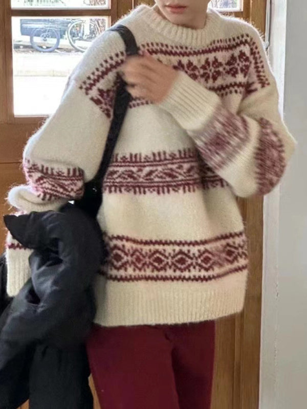 Losvallende damestrui met Fair Isle-motief