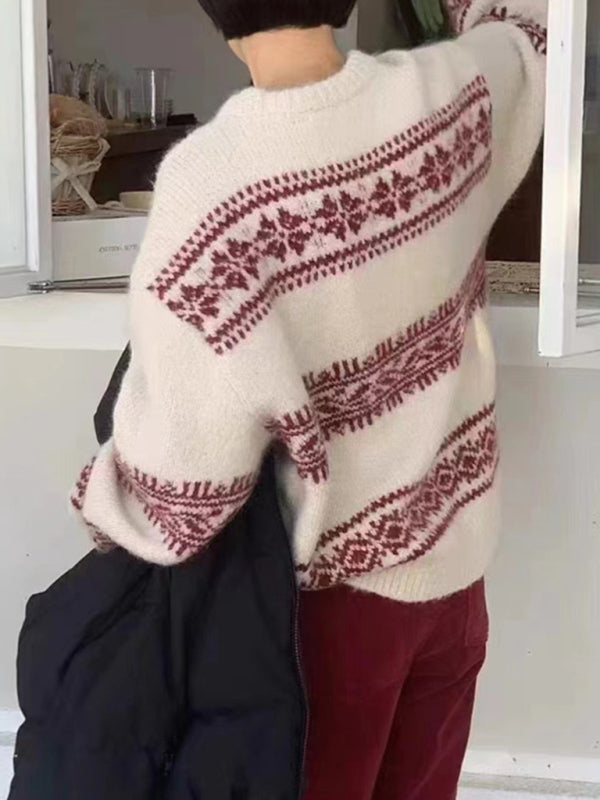 Losvallende damestrui met Fair Isle-motief