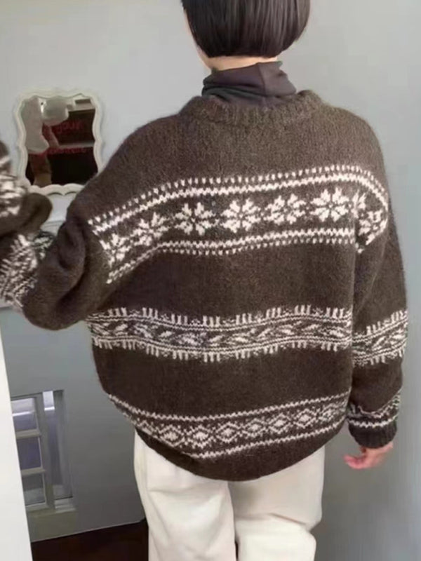 Losvallende damestrui met Fair Isle-motief
