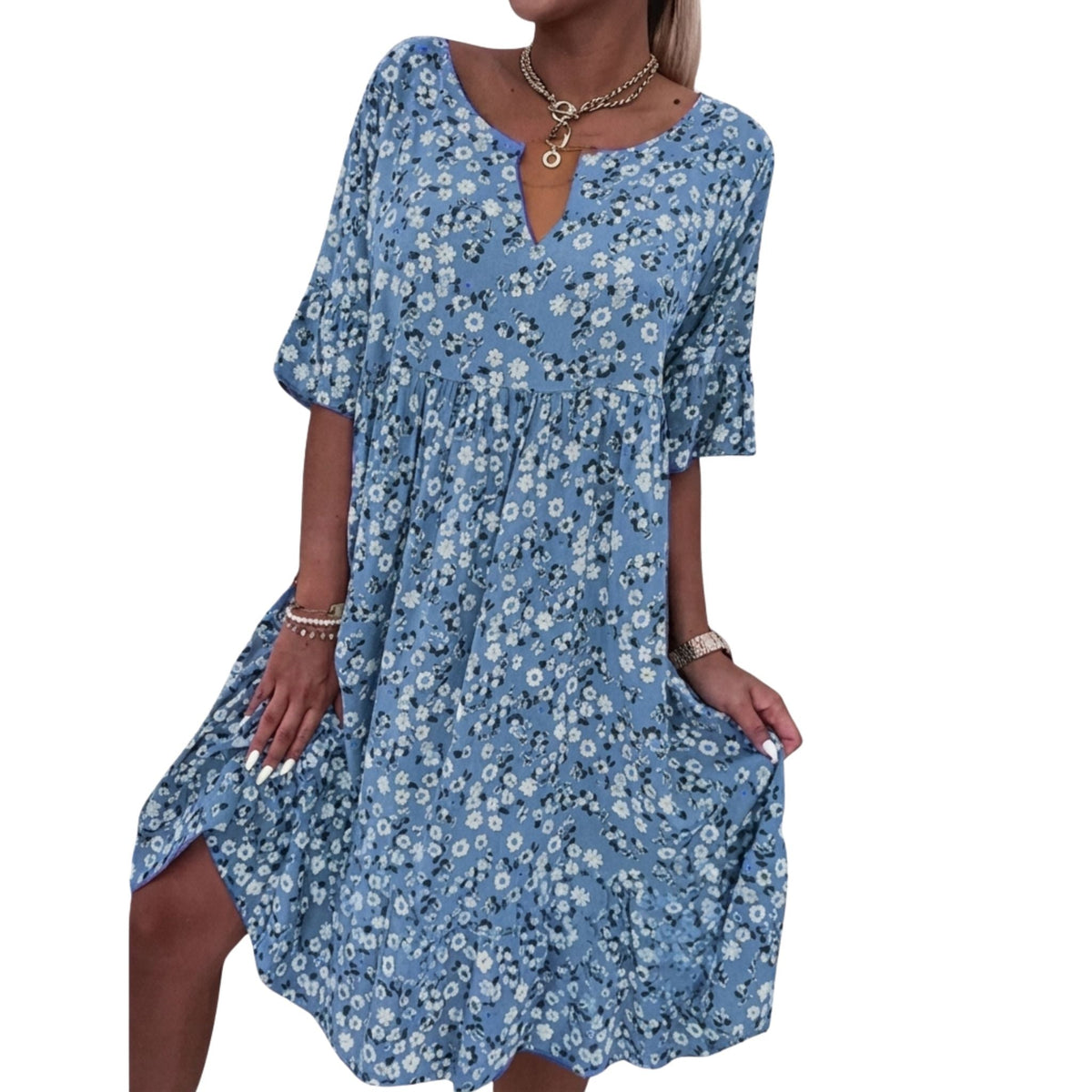 Luchtige loszittende zomerjurk voor dames met bloemenprint