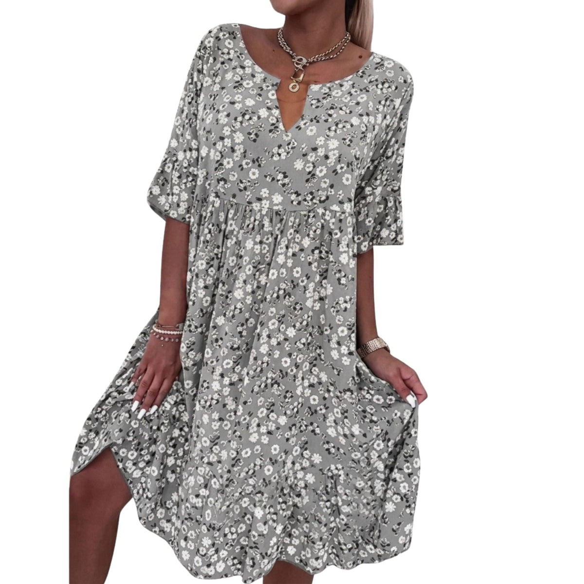Luchtige loszittende zomerjurk voor dames met bloemenprint