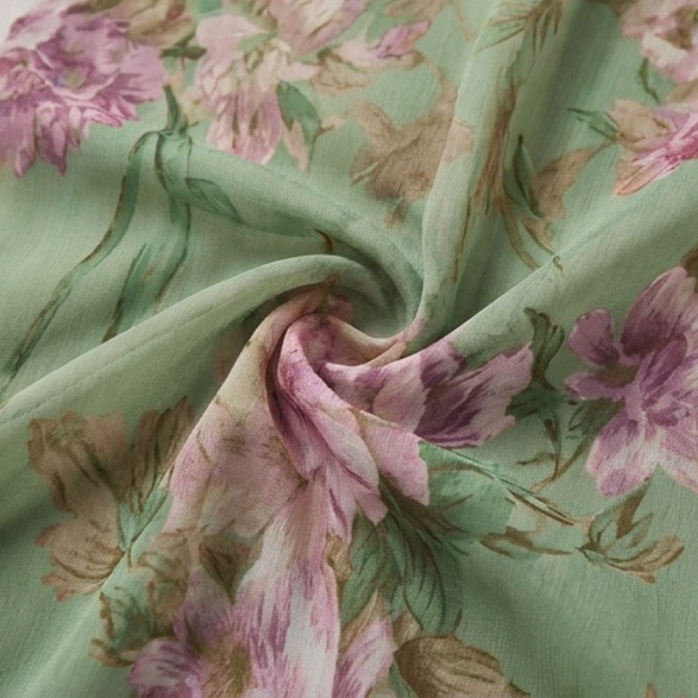 Luchtige zomerse maxi-jurk voor dames met bloemenprint in saliegroen