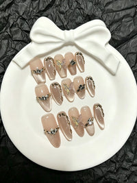 Luxe press-on nail art-set versierd met steentjes