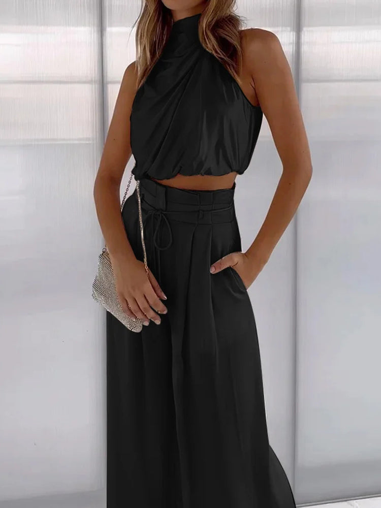 Luxe tweedelige set met elegante top en broek voor feest en alledaags gebruik