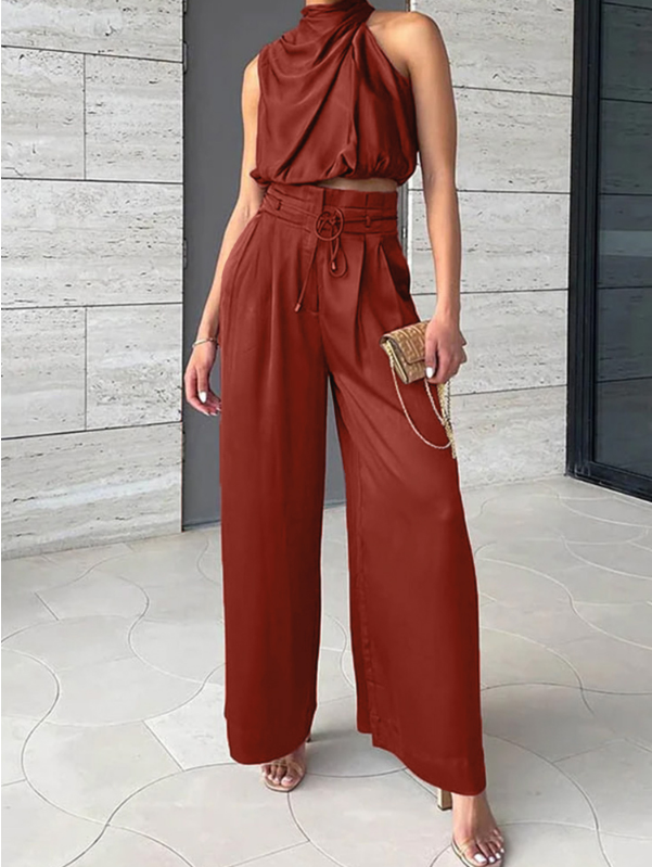 Luxe tweedelige set met elegante top en broek voor feest en alledaags gebruik