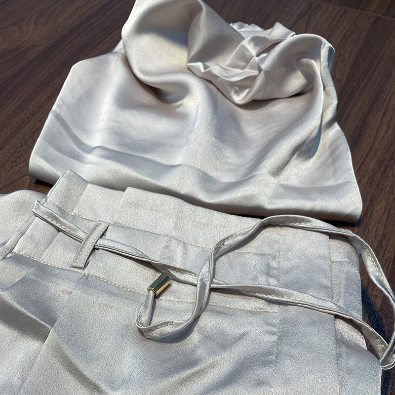 Luxe tweedelige set met elegante top en broek voor feest en alledaags gebruik