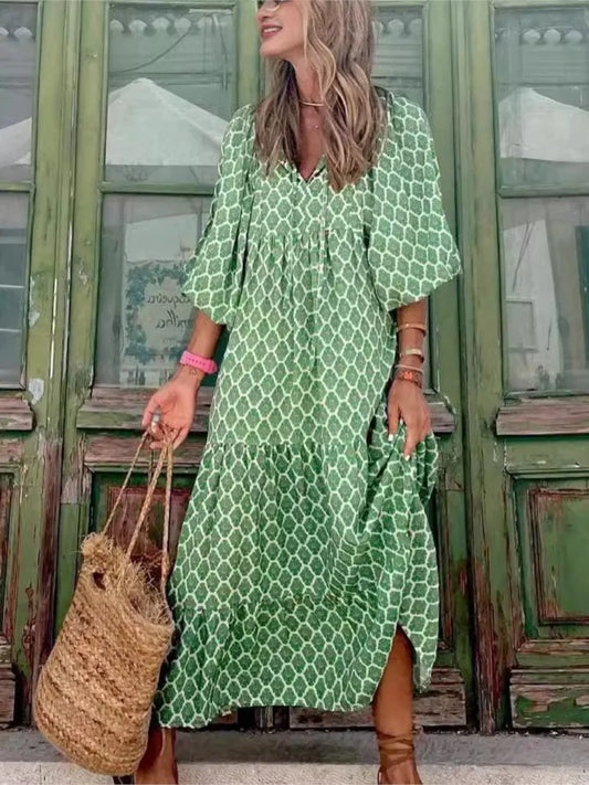 Maxi-jurk voor dames in bohostijl met bloemenprint